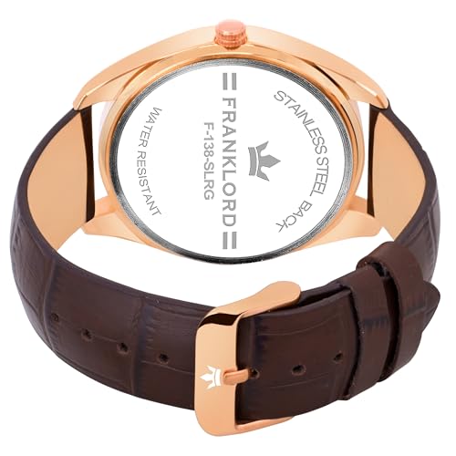 Image of Franklord Marcus Side Second Series Analog Watch for Men's | Watch for Men's Round Dial Brown Coloured Leather Strap | Day & Date Functioning Premium Wrist Watch for Men's