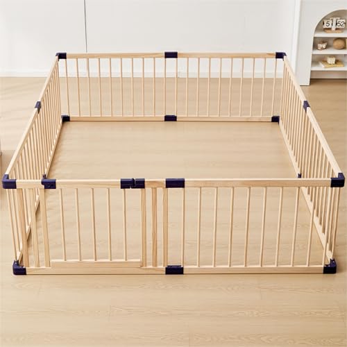 Image of Playpen for Babies and Toddlers,Baby Playpen Fence Yard Wood,Wooden Baby Playpen for Babies and Toddlers,Wooden Baby Play Fence Yard Play Area (140X200)