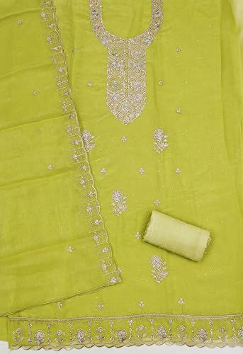 Image of Women's Shimmer Silk Embroidery Work Unstitched Dress Material