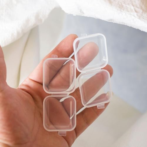 Image of 50 Pack Ear Plugs Carrying Case Jewelry Beads Stud Earrings Storage Box Mini Clear Organizer Container Holder for Swimming Silicone Earplug Sleeping Foam Earplugs Rings Necklace Pill