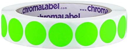 ChromaLabel 0.75 Inch Round Label Removable Color Code Dot Stickers, 1000 Labels per Roll, Fluorescent Green