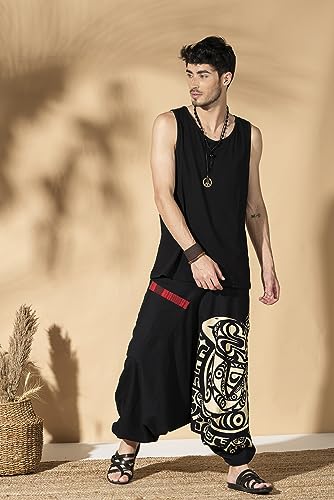 Image of The Veshti Company Printed Harem Pants for Men's Cotton Hippie Style Baggy Boho Yoga Pajama Pant with Pocket
