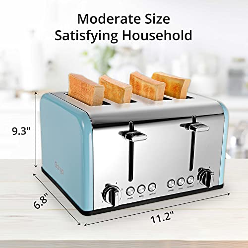 Gohyo 4 Slice Toaster 100% Stainless Steel With Wide Slots & Removable Crumb Tray For Bread & Bagels（4 Slice,Blue） #TOP7