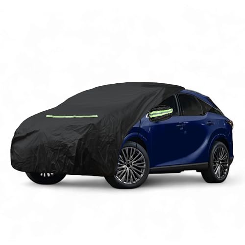 X AUTOHAUX SUV/Jeepに対応 Lサイズ フロントカバー ボンネットカバー ヘッドライト黄ばみ防止 保護 裏起毛 uvカット 雹対策 蛍光反射 防風ロープ付き ブラック 長さ353cm