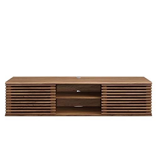 Modway Render 60" Mid-Century Modern Wall Mount Media Console Tv Stand, 60 Inch, Walnut #TOP3