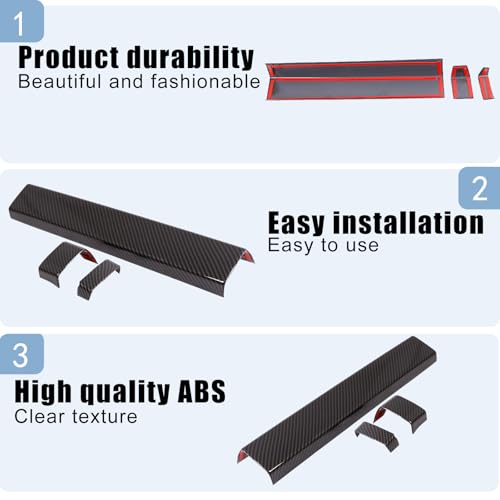 Car Center Control Dashboard Panel Strips Trim Compatible with Toyot@ Tundra/Sequoia 2022-2025 Central Control Panel Protective Cover Decoration Accessories (Carbon Fiber Grain) by HAPPYHORSE - Image 7