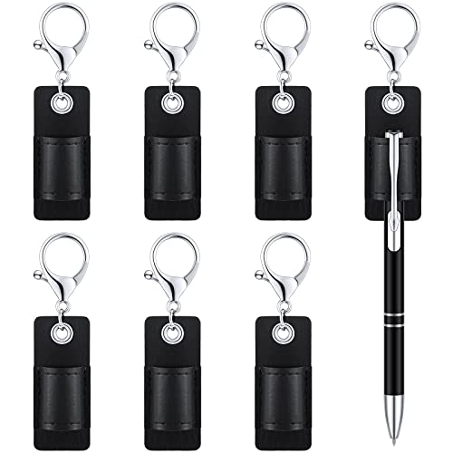 Porte-stylo pour badge en cuir étui de protection anti-perte noir x6