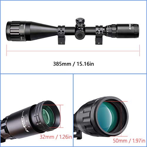Svbony SV173 Mira Telescópica 4-16x50, Dioptrías AO Ajustables Impermeable Antigolpes con Alcance de Telémetro de 20/22mm Mount Únicamente para Actividades Deportivas