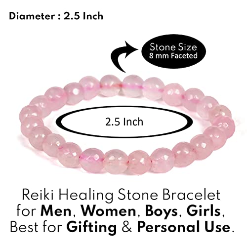 Image of Reiki Crystal Products Certified Natural Crystal Stone 8 mm Faceted /Diamond Cut Beads Bracelet for Men & Women | Reiki Charged Gemstone Bracelet | Multiple Crystal Variants Available