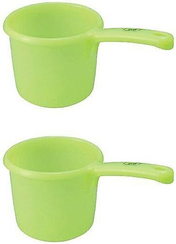 JapanBargain Juego de 2 cucharones de agua japoneses de plástico para baño, cuchara filipina tabo de fondo plano, hecho en Japón, color verde, 3040