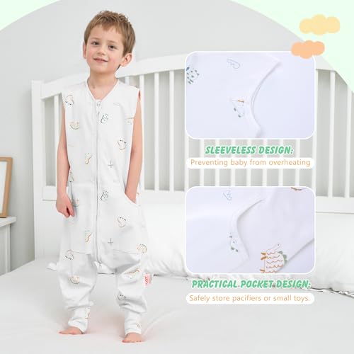 Image of LAT Baby Sleep Sack,Summer Toddler Cotton Sleep Sacks with Legs,Dinosaur for Boys Girls,Baby Wearable Blanket with Zipper