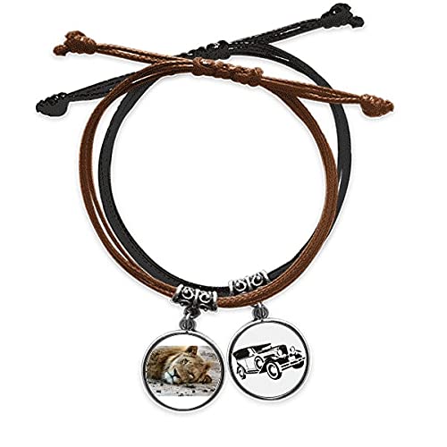 Bracelet lion ajustable en cuir et corde, fini les bijoux fragiles qui ne tiennent pas au poignet