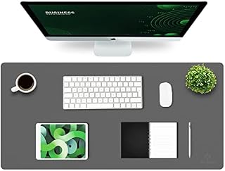 Knodel Desk Pad, Office Desk Mat, 43cm x 90cm PU Leather Desk Blotter, Laptop Desk Mat, Waterproof Desk Writing Pad for Office and Home, Dual-Sided (Dark Gray)