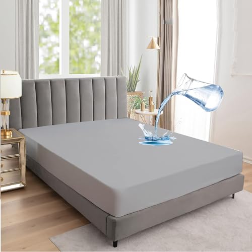 Image of Waterproof Soft Terry Cotton Mattress Protector /Breathable Elastic Fitted Style /Bed Cover Single 48 inchX75 inch / 4ft X 6.25ft /122 x190 cm,Light Grey