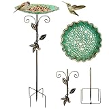 PORFOYO Bain pour oiseaux sur pied, en métal, style vintage, avec base stable à 5 dents, résistant au gel, pour jardin, balcon et terrasse