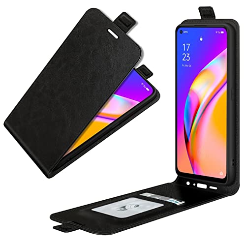 HualuBro Funda para OPPO A94 5G Case, Funda OPPO A95 5G, Funda Libro de Cuero PU Retro Magnético Folio Flip Case Cover Antigolpes Carcasa para OPPO A94 5G Funda con Tapa (Negro) Cover