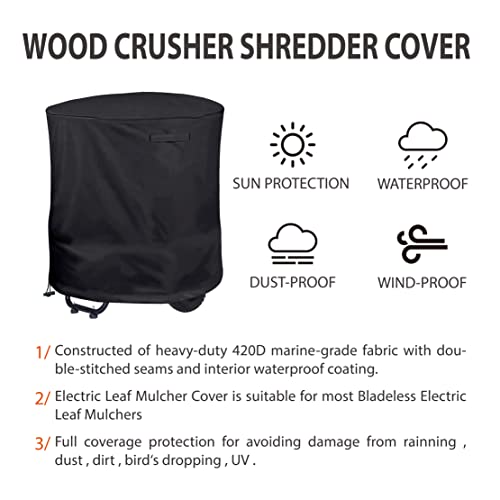 Aaaspark Waterproof Heavy-Duty Wood Chipper Shredder Mulcher Cover For Wood Chipper Shredder Mulcher And Leaf Mulcher(33"X45"),Black #TOP4