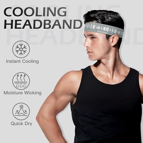 Sukeen Bandanas masculinas, faixas de suor, faixas de treino para treino, faixa de cabeça masculina
