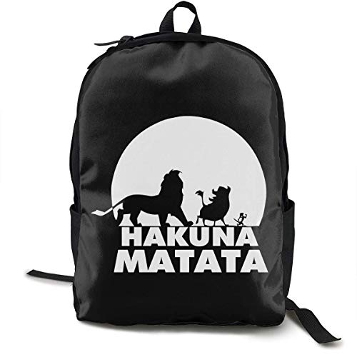 HGHGH Hakuna Matata Mochila clásica Negra Bolsa de poliéster Unisex Escuela