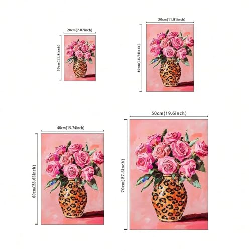 Impression sur toile de roses roses 80x140cm sous cadre style léopard - 7