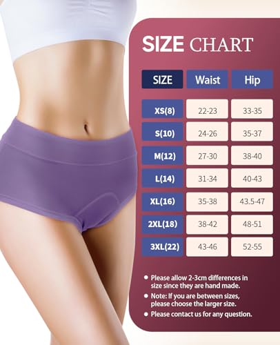 RFOGJV Period Pants for Women Heavy Flow High Waist Leakproof Menstrual Period Underwear Mesh Breathable Extra Protective Postpartum Panties Pack of 3,Khaki&Orange&Purple,L - Image 6