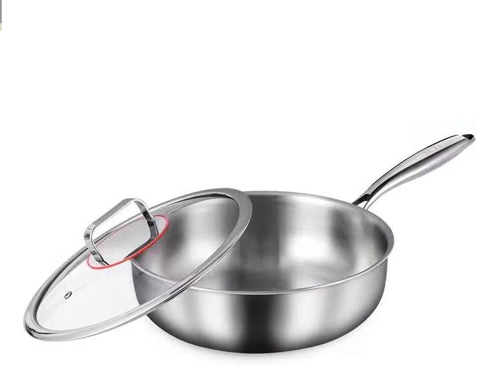 Titanium Pan, Upgrade Titanium Deep Frying Pans for Cooking, Ultra-Durable, Scratch-Resistant, Even Heating Frying Pans, Compatible with All Cooktops,with lid,11.02IN