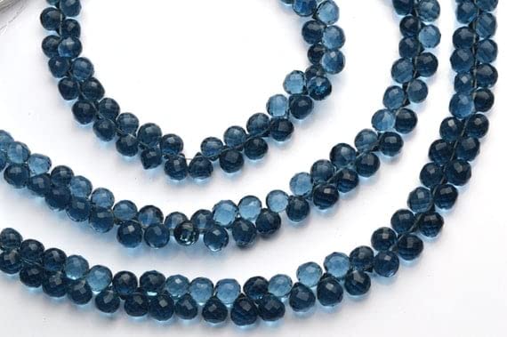 Perles en quartz hydro bleu de Londres facettes briolettes 8mm à haute réflexion pour colliers