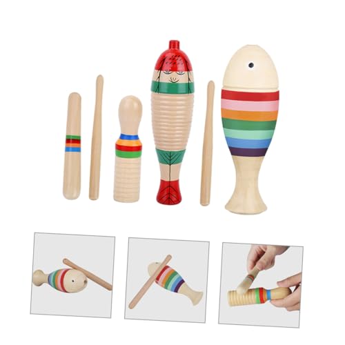 OFFSCH 3 Partidas conjunto de instrumentos musicais instrumento guiro de percussão manual brinquedo
