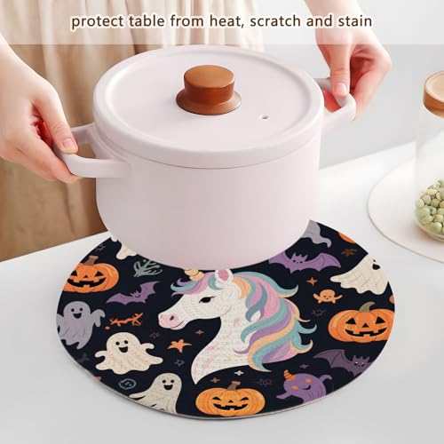 Dessous de plat 38cm protège table efficace grand format Halloween licorne