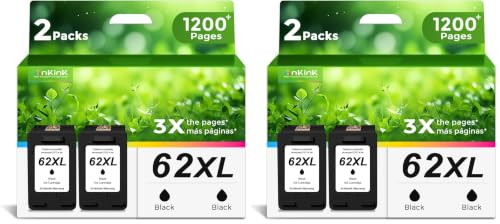 Image of 62XL Black Ink Cartridges Replacement for HP Ink 62 XL HP62XL Cartridge (Pack of 2)