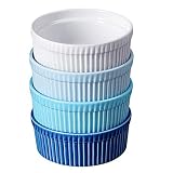 Cinf Ramekins 10 oz Pudding Dishes, Set of 4, Souffle & Creme Brulee Cups, Dipping Sauce, Oven, Microwave, Freezer & Dishwasher Safe