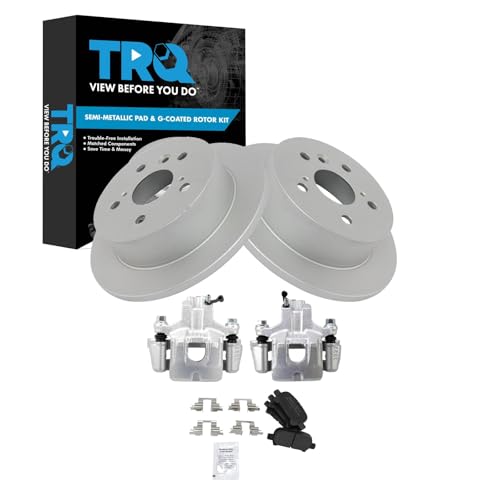 Image of TRQ Rear Brake Pad & Rotor Kit Premium G-Coated Semi-Metallic Compatible with 2005 Toyota Avalon