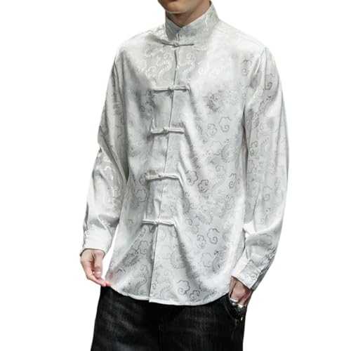 Chemise jacquard en satin homme style chinois vintage vêtement rétro motif grenouille