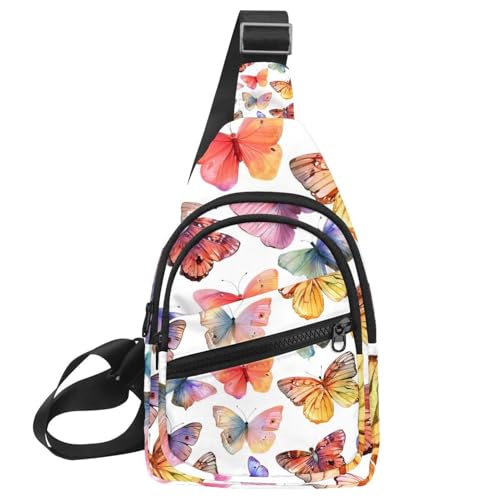 Sac à dos à bandoulière avec sangle réglable motif papillons