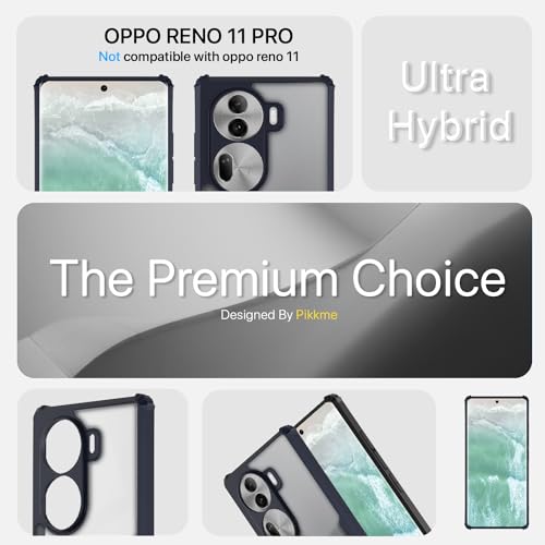 Image of Outlouders Back Cover for Oppo Reno 11 Pro 5G | Ultra Hybrid Transparent | Full Camera Protection | Raised Edge | Crystal Clear Bumper Case (Blue)