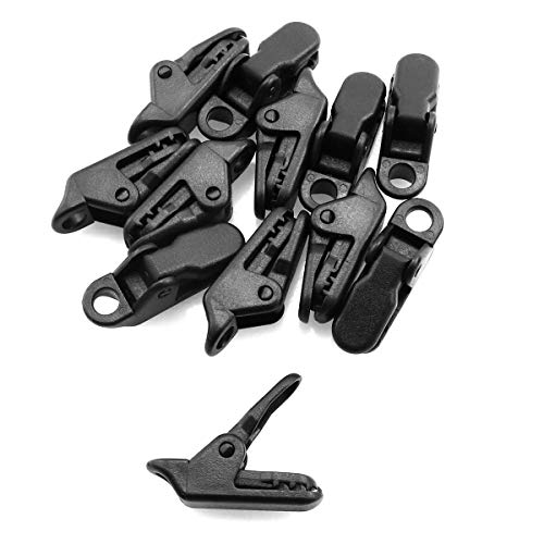 ZRM&E 12pcs Black Tent Hike Tarp Clip Anchor Outdoor Nylon Caravan Clamp Jaw Grip Camp Gripper Trap Tighten Snap Awning Canopy Tool Canvas Kit