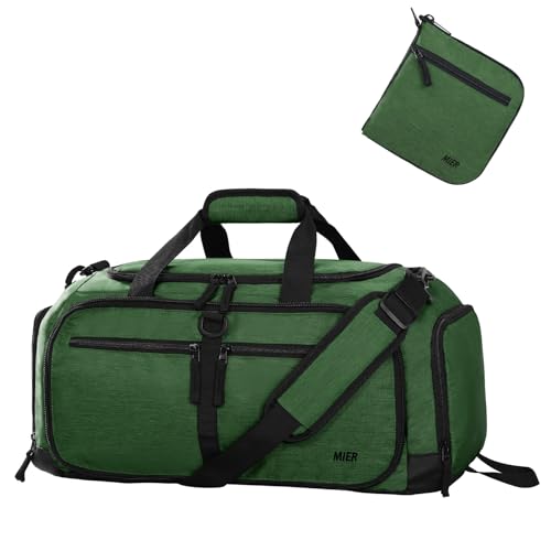 Sac de sport pliable homme et femme grand sac de voyage pliable 50L vert foncé pour week-end