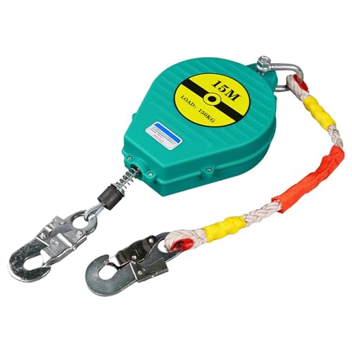 Arnes Anticaidas Trabajos en Altura, Anticaídas Dispositivo Retractil, Kits Anticaídas con Gancho Anticaída para Trabajos Aéreos(Size:15m)