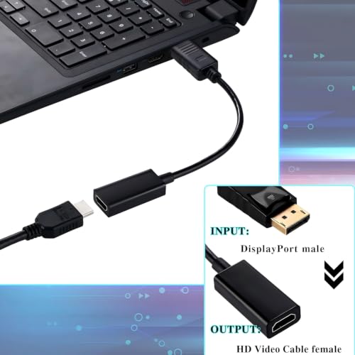 Chuangdi Adaptador DisplayPort a HD Video Cable 20 Unidades miniatura 6