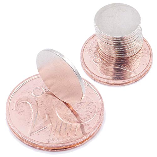 Brudazon | 10 Scheiben-Magnete 12x1mm | N52 Güteklasse - Neodym-Magnete | Ideal für Modellbau, Foto, Whiteboard, Werkstatt, Kühlschrank | Magnetscheibe