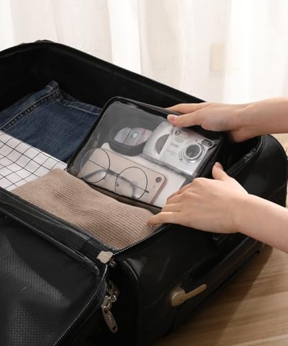 MOCOCITO Neceser Transparente con 8 Botellas de Viaje (MAX.100ml) y 1 Bolsa de Vuelo para Líquidos (20x20 CM,1L), Bolsa de Cosméticos Impermeable para Hombre y Mujer