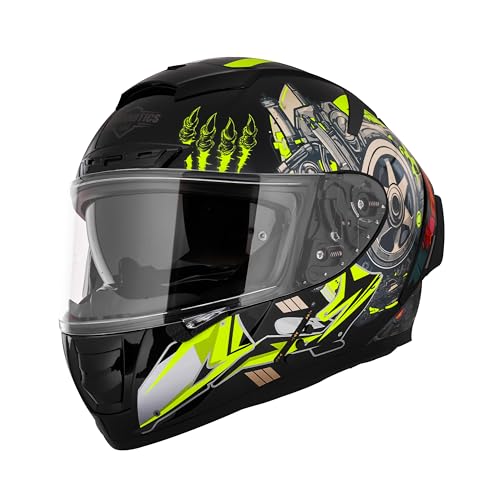 Image of Steelbird SBH-32 Trickster Bluetooth ISI and Dot Certified Full Face Helmet for Men and Women with Inner Smoke Sun Shield
