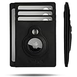 SlimJack® Wallet für Apple AirTag - Schlankes Portmonaie mit Fach - Kreditkartenetui mit RFID-Schutz - Kleiner Geldbeutel für Herren - Smart Wallet für Karten & Apple AirTag (Schwarz)