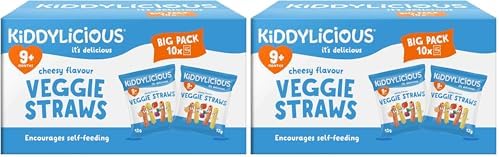 Kiddylicious Cheesy Veggie Straws Box - Delicious Snacks for Kids - Suitable for 9+ Months - 20 Packs