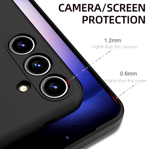 Image of Kapa Matte Protective Lens Flexible Back Cover for Samsung Galaxy S24 | Slim Silicone with Soft Lining Shockproof Full Body Bumper Case (Black)