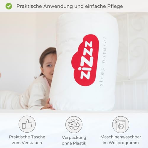 zizzz 4 Jahreszeiten Bettdecke 155x220 cm - Atmungsaktiv & unglaublich weich - Natur Decke mit Swisswool Füllung (290g/m2) - Hochwertiges Duvet für das ganze Jahr
