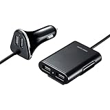 サンワサプライ カーチャージャー(4ポート・9.6A)後部座席まで届く延長ケーブル付き スマホ・タブレット対応 CAR-CHR75U