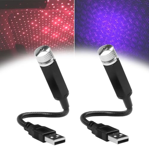 Image of Emrefashion Mini Led Projection - Mini Led Projection Lamp Star Night,Emrefashion Lights,2 in 1 Mini Car and Home Ceiling Starry Romantic USB Night Light-Plug and Play Projection Lamp (2pcs-1)