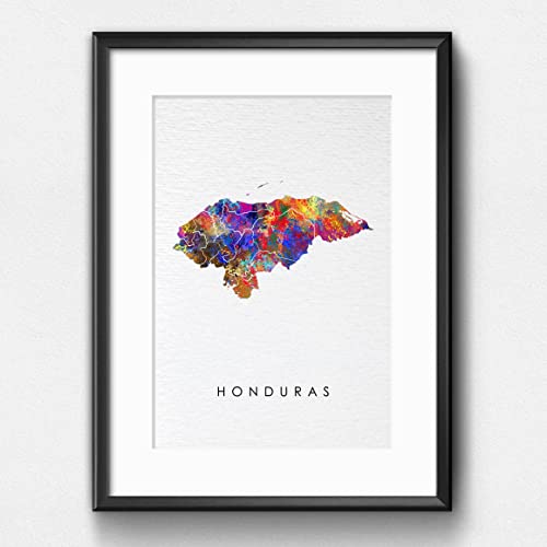 Dignovel Studios 8X10 Unframed Honduras Map Watercolor Art Print Map Motherland Country Caribbean Sea Central America Illustrations Art Print Wall Wedding Poster Housewarming Wall Décor Dn746 #TOP5