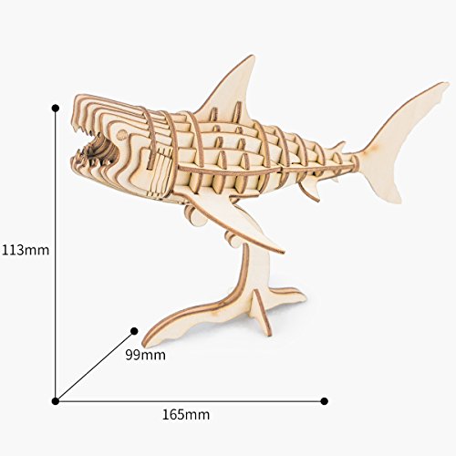 Rolife Build Your Own 3D Wooden Assembly Puzzle Wood Craft Kit Shark Model #TOP1